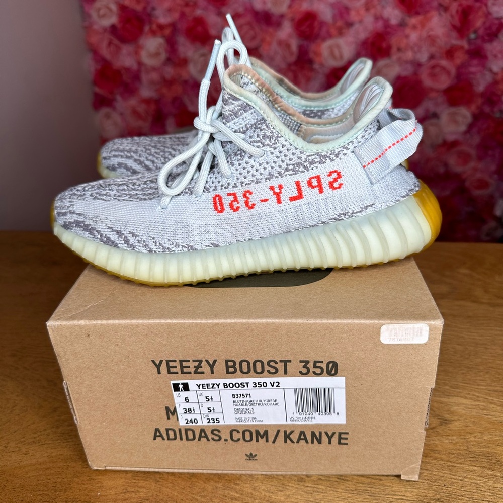 Yeezy blue tint zebra sneakers size 8
